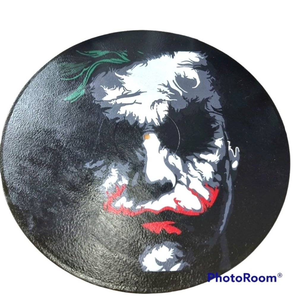 Hand-painted Vinyl Record Art Painting ~ JOKER - Framed
